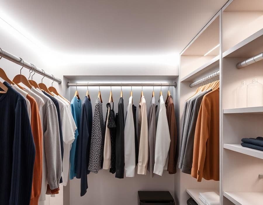 Iluminação em LED 5000K, luz branca neutra, sobre bancada de trabalho